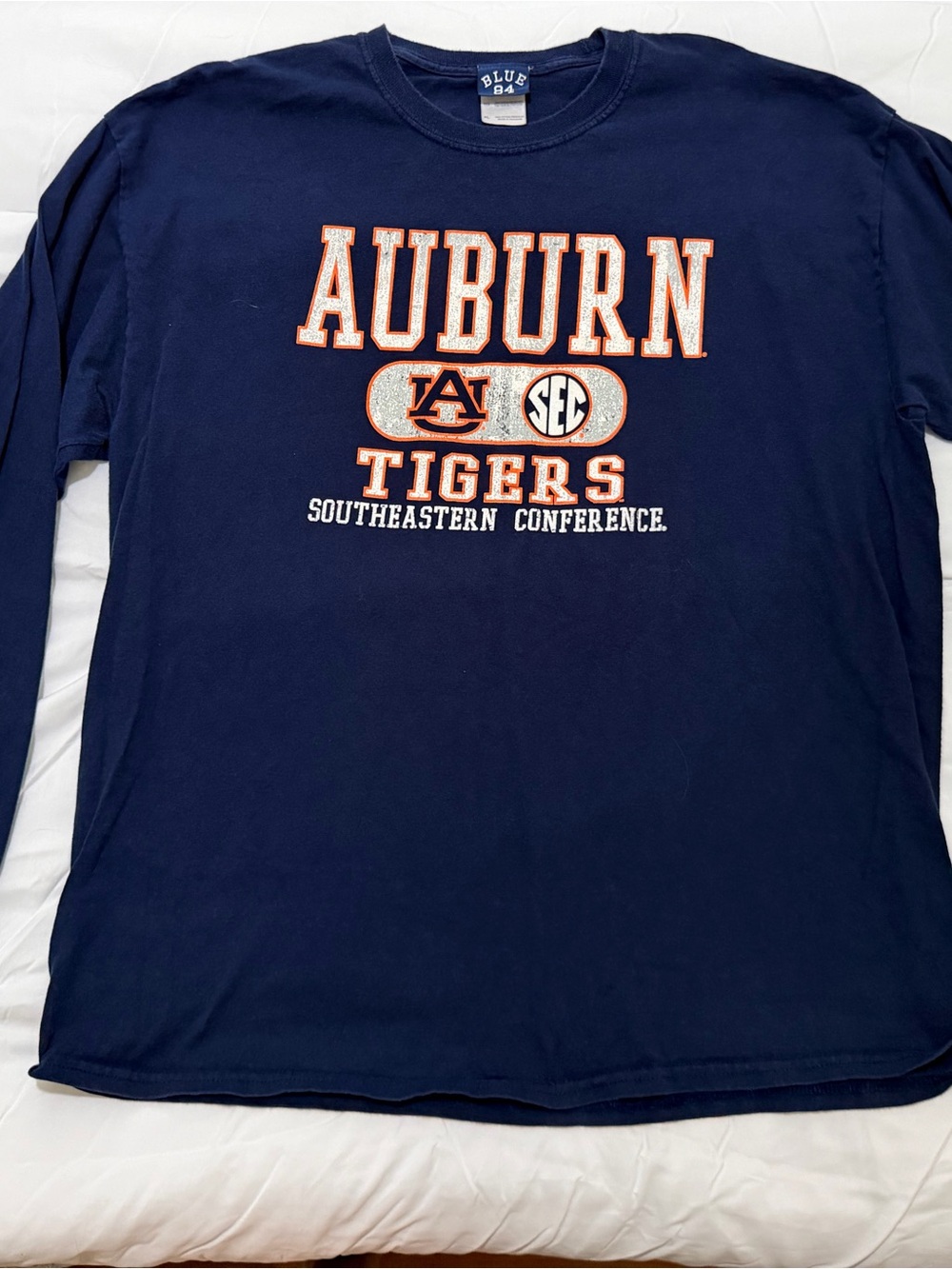 Blue 84 Navy Auburn Tigers Long-Sleeve Crewneck